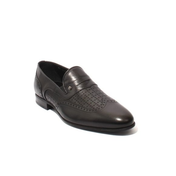 ROBERTO SERPENTINI 44926 Black Leather Slip On Oxfords Shoes